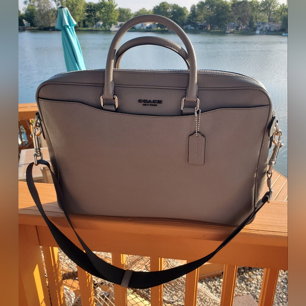 COACH BECKETT SLIM BRIEF LAPTOP CROSSGRAIN BAG - Picture 5 of 13